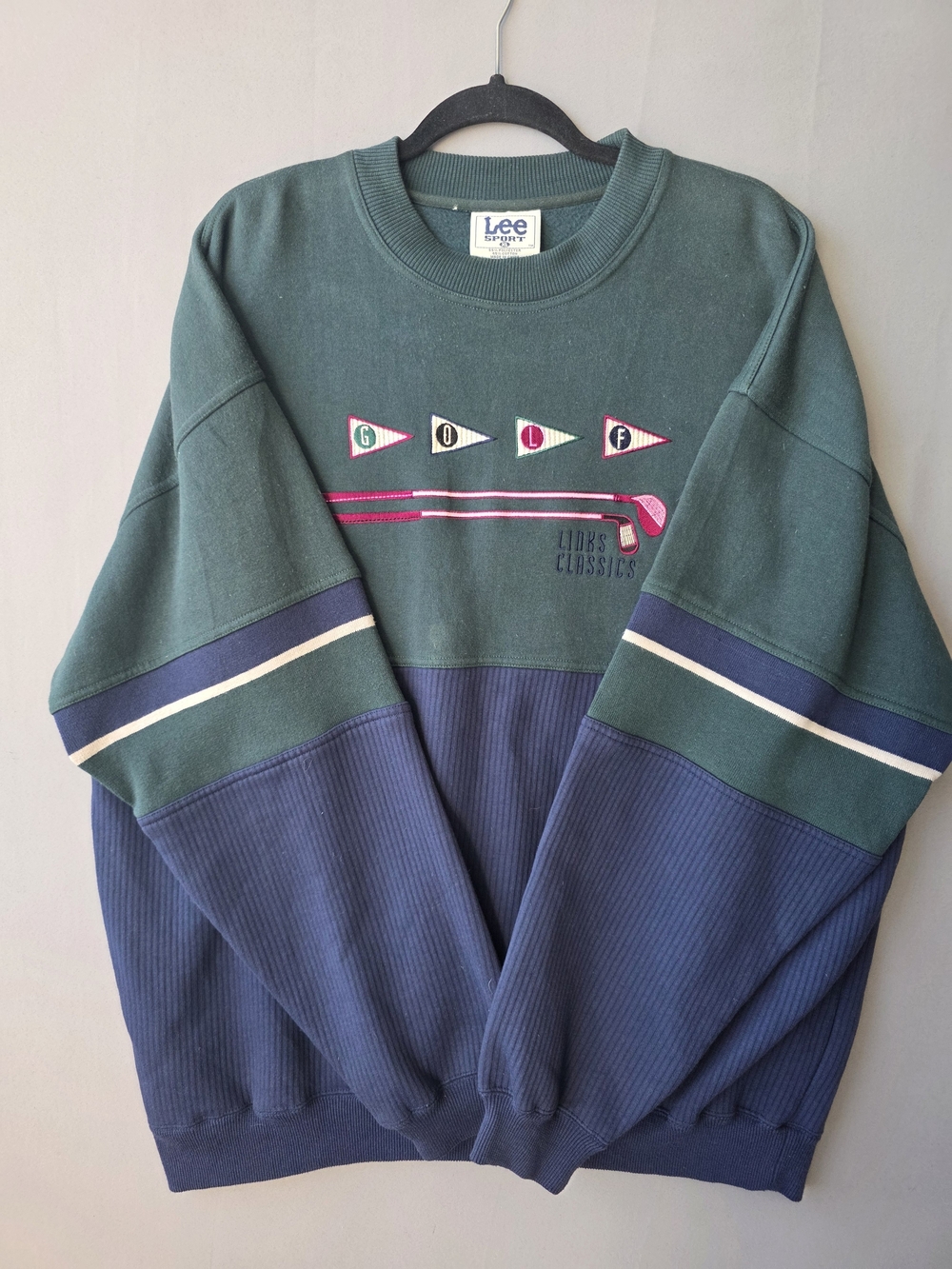 Vintage Lee Sport Golf Links Classics Colorblock Crewneck Sweatshirt XL